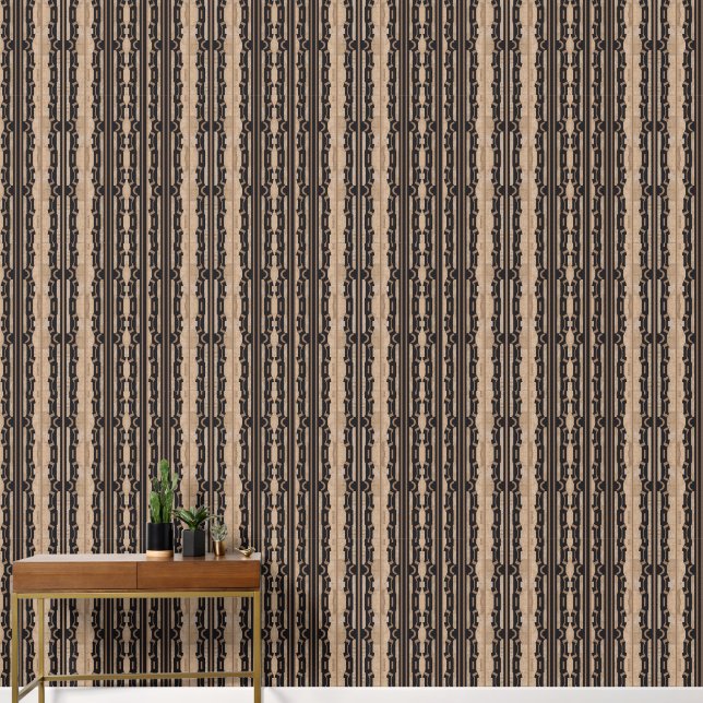 ヘリテージ チェーン ストライプ No. 2 (sand + black)   壁紙 (廊下)