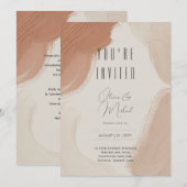 ヘリテージ テラコッタ ブラッシュ アブストラクト ブラシストローク 招待状 (正面/裏面)