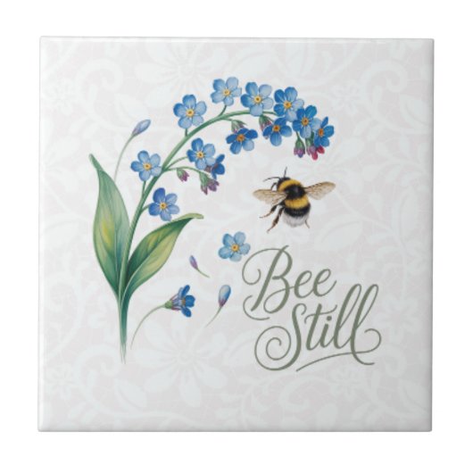 ヘリテージ | ビー スティル ボタニカル ウォーターカラー フローラル タイル (正面)