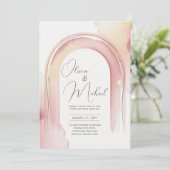 ヘリテージ ブラッシュ ウォーターカラー アーチ モダン ウェディング 招待状 (スタンド正面)