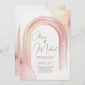 ヘリテージ ブラッシュ ウォーターカラー アーチ モダン ウェディング 招待状 (正面/裏面)