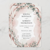 ヘリテージ ブラッシュ リボン 水彩 ボタニカル ウェディング 招待状 (正面/裏面)