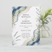 ヘリテージ ブルーグリーン ウォーターカラー コースト ウェディング 招待状 (スタンド正面)