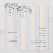 ヘリテージ ブルーベル ビーズ ブルー クリーム フローラル ウェディング 招待状 (正面/裏面)