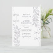 ヘリテージ ボタニカル リボン ライン アート エレガント ウェディング 招待状 (スタンド正面)