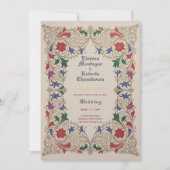 ヘリテージ ミディアムエイジ フローラル ウェディング パープル レッド ゴールド 招待状 (正面)