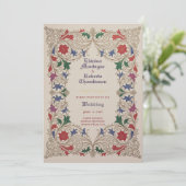 ヘリテージ ミディアムエイジ フローラル ウェディング パープル レッド ゴールド 招待状 (スタンド正面)