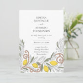 ヘリテージ レモン ラインアート メディテレニアン ウェディング 招待状 (スタンド正面)
