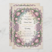 ヘリテージ | ロココとヴィクトリアンのボタニカルウェディング 招待状 (正面/裏面)