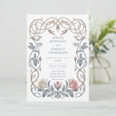 ヘリテージ ヴィクトリアン ボタニカル フローラル ローズ ウェディング 招待状 (スタンド正面)
