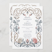 ヘリテージ ヴィクトリアン ボタニカル フローラル ローズ ウェディング 招待状 (正面/裏面)