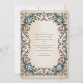 ヘリテージ | ヴィクトリアン ロココ ローズ ブルー エレガンス 招待状 (裏面)