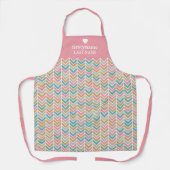ヘリモダンンボーンパターン – ピンクブルー金ゴールド エプロン (正面)