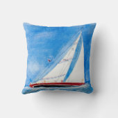 ヘリングセーリングボート水絵を描色の クッション (裏面)
