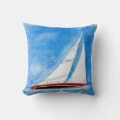 ヘリングセーリングボート水絵を描色の クッション (正面)