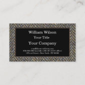 ヘリンボンツイード、黄銅および金ゴールドのモノグラム 名刺 (正面)