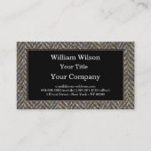 ヘリンボンツイード、黄銅および金ゴールドのモノグラム 名刺 (正面)