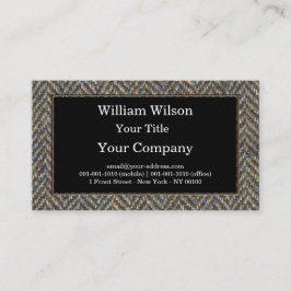 ヘリンボンツイード、黄銅および金ゴールドのモノグラム 名刺
