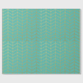 ヘリンボンパターン幾何学的なフェイクな金ゴールドホイルのミント ラッピングペーパー (フラット)