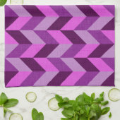 ヘリンボーンのパターン（紫） キッチンタオル (折り畳み)