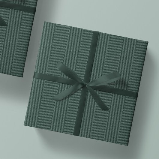 ヘリンボーンクラシックツイード緑のクリスマス休暇 ラッピングペーパー