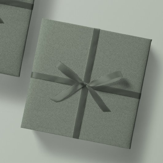 ヘリンボーンツイードクラシックセージ緑の休日 ラッピングペーパー
