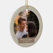 ヘリンボーンツイードクリスマスフォトトリストル紙 セラミックオーナメント (右)