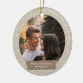 ヘリンボーンツイードクリスマスフォトトリストル紙 セラミックオーナメント (左)