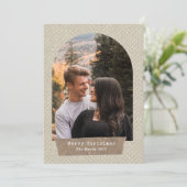 ヘリンボーンツイード破れた紙アーチクリスマスフォト シーズンカード (スタンド正面)