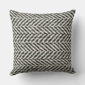 ヘリンボーンツイード素朴ブラック&ホワイトニットプリント クッション (裏面)