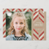 ヘリンボーンバンドホリデーカードクリムゾン シーズンカード (正面/裏面)