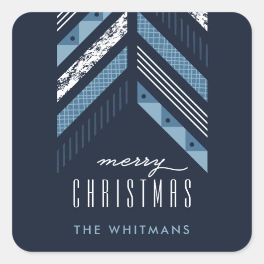 ヘリンボーンバンドホリデーステッカー – デニム スクエアシール (正面)