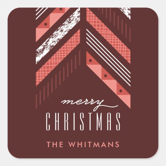 ヘリンボーンバンドホリデーステッカー – マラスキーノ スクエアシール (正面)