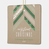 ヘリンボーンバンド1stクリスマスオーナメント – 緑 セラミックオーナメント (左)