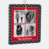 ヘリンボーンフォトコラージクリスマスセモダンラミック セラミックオーナメント (右)