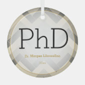 ヘリンボーンブラックタンPhD卒業名 ガラスオーナメント (正面)