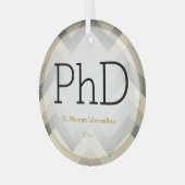 ヘリンボーンブラックタンPhD卒業名 ガラスオーナメント (正面左)