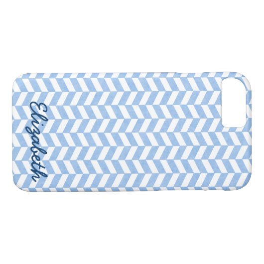 ヘリンボーンブルーホワイトビーチカラーカスタムズ Case-Mate iPhoneケース (裏面(横))