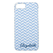 ヘリンボーンブルーホワイトビーチカラーカスタムズ Case-Mate iPhoneケース (裏面)