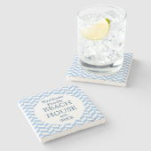 ヘリンボーンブルーホワイトビーチハウスカスタム ストーンコースター (横)