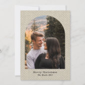 ヘリンボーンベージュツイードクリスマスフォトアーチ シーズンカード (正面)