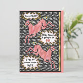 ヘリンボーンポニーパーソナライズされた(誕生日パーティー) 招待状 (スタンド正面)