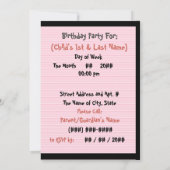 ヘリンボーンポニーパーソナライズされた(誕生日パーティー) 招待状 (裏面)