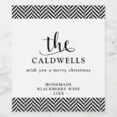 ヘリンボーン伝統的自家製ホワイトクリスマス ワインラベル (シングルラベル)