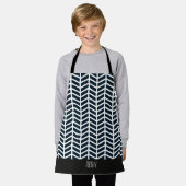 ヘリンボーン白黒パタミニマルーン エプロン (着用した状態)