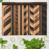 ヘリンボーン編み編組茶色パターモダンン キッチンタオル (折り畳み)