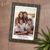 ヘリンボーン縁ど金ゴールド – 黒植物学 – 写真 箔シーズンカード