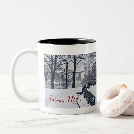 ヘルゲートブリッジ,アストリア, NYツートーンコーヒーマグ ツートーンマグカップ (ドーナツ)