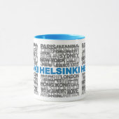 ヘルシンキとその他の都市のマグカップ – 選択スタイルと色 マグカップ (中央)