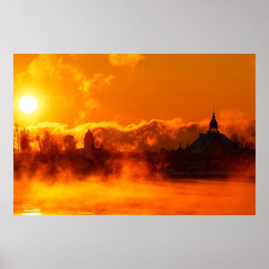 ヘルシンキのポスターで燃える朝の日の出 ポスター (正面)